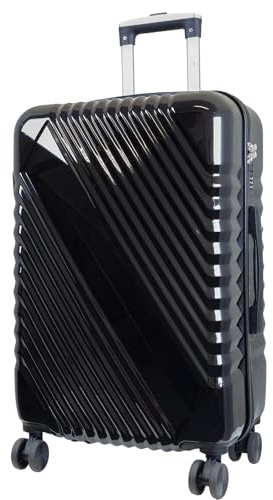 Monopol Genua Reisekoffer M – Hartschalenkoffer ABS 4 Rollen robust & leicht (Schwarz)