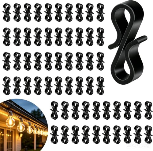 Gutter Hooks for Outdoor Lights, 160Pcs Mini S Gutter Clips Plastic Black | Hanging Christmas Lights, Outside Icicle Fairy Lights, Christmas Tree, Indoor Outdoor Decorations