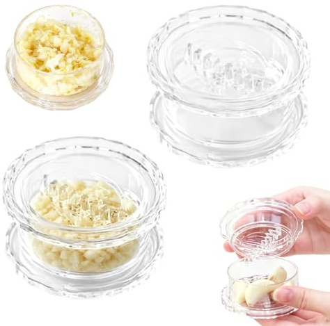 2pcs Clear Manual Garlic Press Crusher, Garlic Mincer Masher Peeler, Multifunctional Chopper for Ginger Onion Nuts, Easy Clean Portable Kitchen Gadget