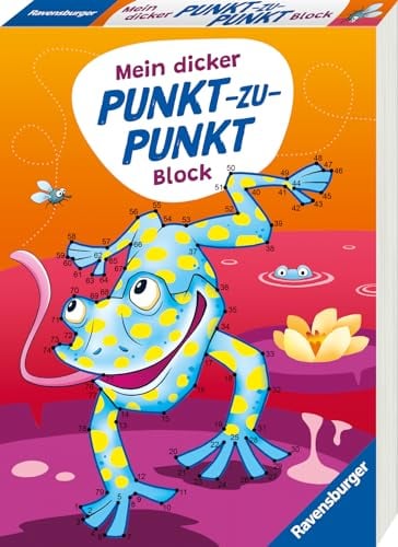 Ravensburger Mein dicker Punkt-zu-Punkt-Block - 125 lustige Motive zum Verbinden und Ausmalen, Rätselblock ab 7 Jahre