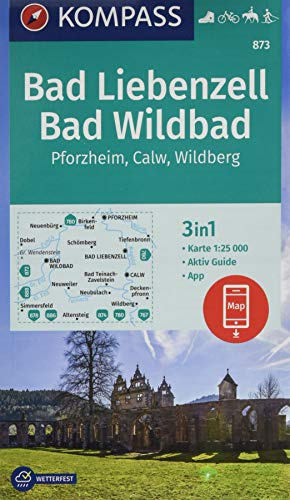 KOMPASS Wanderkarte Bad Liebenzell, Bad Wildbad: 3in1 Wanderkarte 1:25000 mit Aktiv Guide inklusive Karte zur offline Verwendung in der KOMPASS-App. ... Langlaufen. (KOMPASS-Wanderkarten, Band 873)