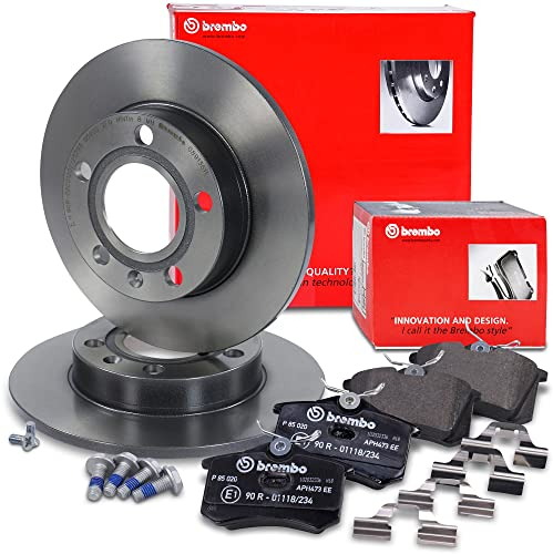 BREMBO Coated Disc Line Bremsenset Hinterachse inkl. Bremsscheiben Hinten Ø 245 mm Voll und Bremsbeläge Hinten, Kompatibel mit AUDI A4 B6, A4 B6 Cabrio (8H7), A4 B7 Cabrio (8HE)