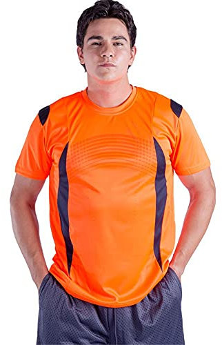 UV Sun Protection Sport T Shirts for Men Short Sleeve Athletic Tennis Tee - orange - XXL