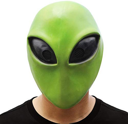 PartyHop Alien Latex Vollkopfmaske für Halloween Kostüm Party Karneval Cosplay Bereich 51 Grün Alien Außerirdische