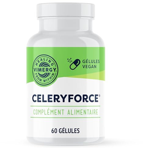 Vimergy CeleryForce, Gélules 500 mg – Acides Aminés et Nutriments Essentiels – Booster à Base de Jus de Céleri – Gélules Végétalien sans Agent Gélifiant, OGM, Gluten ni Gélatine, Casher (60 Unités)