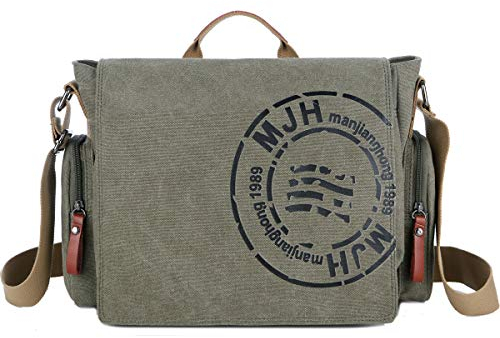 SDINAZ Leinwand Messenger Bag Umhängetasche 7.9 inch iPad Tasche Schultertasche Unisex Segeltuch Tasche Arbeiten Tasche für Männer und Frauen, Herren/Damen Reise Umhängetasche DE940 Army Grün