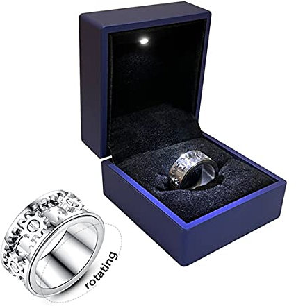 AMZCOM Spinnringe für Herren, Zappeln Spinner Ring, Entlasten Sie Stress und Angst Zappeln Spielzeug, Rotierende Eheringe mit schöner Geschenkbox,8