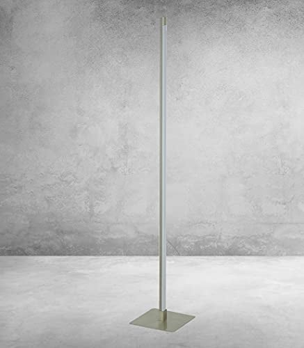 Trango 1524 stufenlos Touch dimmbar Stehlampe Edelstahl-Optik 14 Watt 1200 Lumen LED Modul *STRAIGHT* weißes satiniertes Lampenschirm H: 120cm Standlampe Wohnzimmer Leuchte, Stehleuchte Touchfunktion