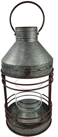 Zink Laterne mit Glas Windlicht im Industrie-Look 51,5 cm