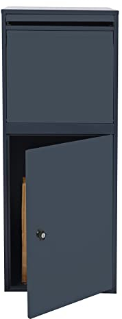 Wiltec Paketkasten grau 410 x 385 x 720 mm, Paketbox Zuhause, Private Paketannahme passend für Pakete und Päckchen, Standbriefkasten Stahl