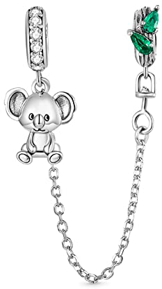 GNOCE Blume Sicherheitskette 925 Sterling Silber mit Edelsteinen Schmuck Geschenk für Frauen Mädchen Tochter Fit Schlangenkette Armbänder/Halskette (Koala)