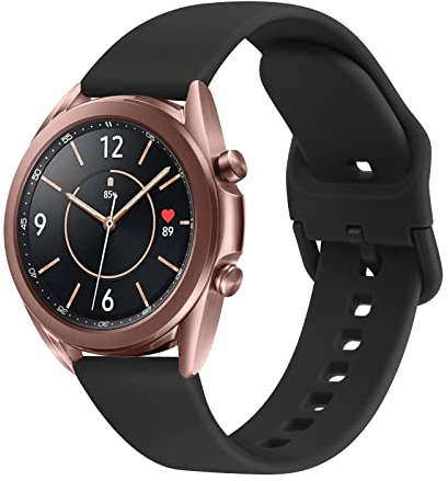 Wanme Kompatibel mit Samsung Galaxy Watch 3 41mm Armband,Silikon Ersatzarmband Uhrenarmband für Samsung Galaxy Watch 3 41mm(Schwarz)