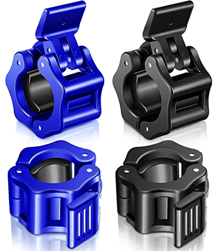 LEDSHLIU 4 Morsetti per Bilancieri Collare a Morsetto Rilascio Rapido Antiscivolo Collare con Morsetto per Bilanciere per Allenamento Sollevamento Pesi Fitness (Blu, Nero, 25 mm)