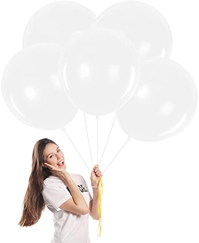 Luftballons Weiß Groß 45cm/18Zoll Weihnachte Ballons,5 Stück Riesen Latex Luftballons Weihnachte Runde Helium Ballon Partyballon Deko für Weiß Party,Geburtstag,Weihnachtsballon Girlande Dekorationen