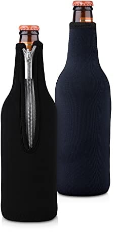 kwmobile 2x 330-500ml Flasche Flaschenkühler - für Bier und andere Getränke - aus isoliertem Neopren - Kühler in Schwarz Dunkelblau