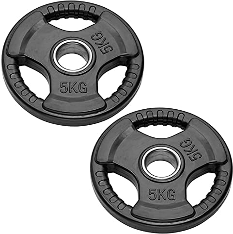 Olympische Hantelscheiben für Langhanteln und Kurzhanteln | Bumper Plates Loch 50 mm Gummierte Gewichtsscheiben von 2,5 kg bis 20 kg (2 Scheiben à 5 kg)