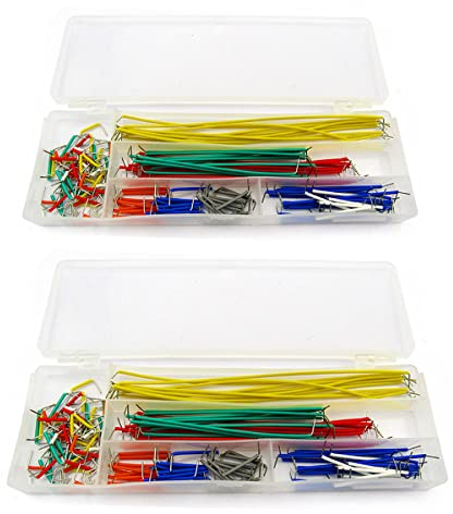Hailege 2 Boxes 140pcs Solderless Breadboard Jumper Wire Kit U Shape Solderless Cables with Box for Electronics DIY