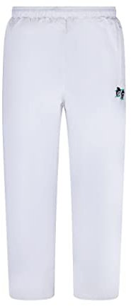 Dollar Jeans Bowls Over Trousers Showerproof Unisex Windproof Bottoms Elasticated Waist Two Pockets to Side with Zips Logo to Leg White M