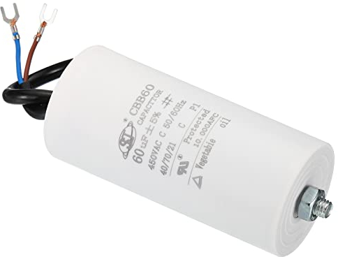 PATIKIL CBB60 60uF Running Capacitor, AC 450V 2 Wires 50/60Hz Cylinder Bottom with Screw 111x51mm for Washing Machine,Water Pump Motor Star