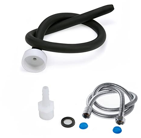 Duschen und Klistiere,Flexibler Einlaufschlauch Silikon Komfortable Düse Einlaufaufsatz für Frauen und Männer 50cm + 150cm Schlauch(Schwarz)