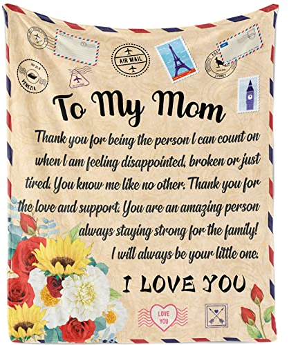 Gifts for Mom, Valentines Day Birthday Gifts for Mom, Blanket to My Mom Gift from Daughter Son, Mom Blanket for Mom Valentines Day, Light Thick Warm Soft Cozy Flannel Fleece Throw Blanket for Mothers