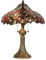 HAES DECO - Tiffany Tischlampe Ø 43x58 cm Rot Grün Glas Rose Tiffany Schreibtischlampe Tiffany Lampen