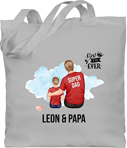 Baumwolltasche - zum Vatertag - Papa Geschenk I Geschenkidee Stiefpapa Bester Vater Geburtstag - Unisize - Hellgrau - vatertagsgeschenk für vatertagsgeschenke geschenke an väter sohn tasche