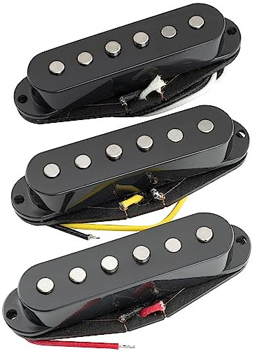 Artec SSA12 Vintage Staggered Alnico 5 Micros Simple Bobinage Pickups Set pour Guitare Electrique Style Strat, Noir
