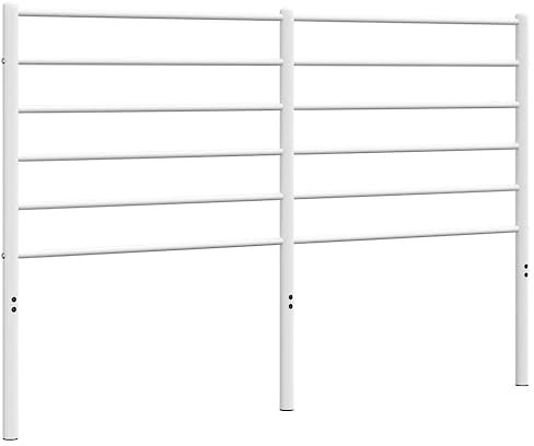 vidaXL Kopfteil, Bettkopfteil aus Stahl Metallkonstruktion, Betthaupt für Bett Metallbett Bettgestell, Bettzubehör Schlafzimmer, Metall Weiß 120cm
