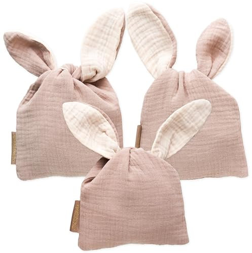 Papierdrachen 3 Hasenbeutel für Ostern Musselin - Beige - Stilvolle Geschenkverpackung