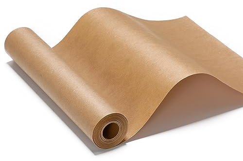 45CM Braun Kraftpapier - Natürliches Recyclingpapier, Geschenkpapier für Geschenkverpackung，Packpapier für Verpackung, Post, Pakete und Versand (45CM x 20M)
