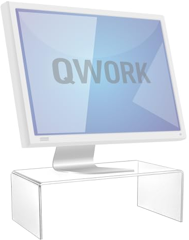 QWORK® Monitorständer, Acryl bildschirmerhöhung, Acrylregale, 30 x 15 x 10 cm, für PC Computer Monitor, Laptop