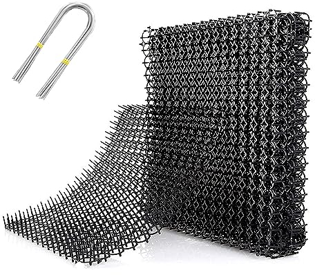 RYAN 12 Pezzi Tappetino Repellente per Gatti 21 * 16 cm Dissuasore per Gatti Anti Gatto Tappetino con 8 Fibbia a Forma di U Plastica Tappeto Antigatto con Spine per Prato Giardino Interno Esterno