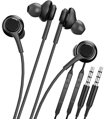 3.5mm in Ear Kopfhörer mit Mikrofon(2pack) Phone Kabel Headphone Kabelgebunden Klinke Ohrhörer Handy Earbuds Wired Earphone Kompatibel für Samsung Galaxy A52 Pixel Tablet Pc Headset S10-ej