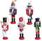 5p Wooden Christmas Nutcracker Soldiers,Mini Figures Christmas Nutcracker Soldier Ornament 12CM,Hanging Ornaments Traditional Nutcracker Soldier Puppet Nutcracker Toy Gift for Kids Classic Xmas Decor