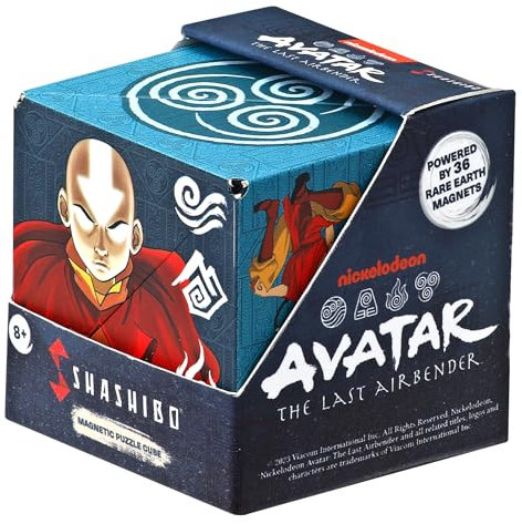 SHASHIBO Avatar The Last Airbender Shape Shifting Box - Award-Winning, Patented Magnetic Puzzle Cube w/ 36 Rare Earth Magnets - Fidget Transforms Into Over 70 Shapes (Avatar - Air)