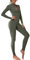 NIBESSER Damen Sport Jumpsuit Overall Bodycon Langarm Trainingsanzug mit Reißverschluss Sport Outfit Eng Jogging Yoga Fitness Set Dunkelgrau S