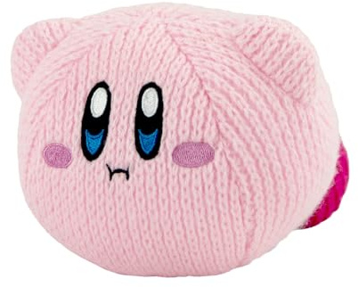 TOMY Nuiguru-Knit Hovering Kirby Junior | Crochet Plushies, Cable Knit Plush Toys, Gamer Gifts, Officially Licensed Kirby Toys, Gaming Room Decor, Ages 3 Years+