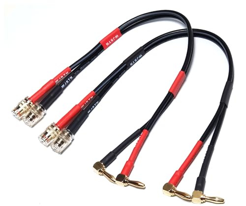 WJSTN Speaker Cable Extension with Right Angle Banana Plugs, 12 AWG, Banana Jack Connectors, Male to Female 4mm Banana Plugs Multifunctional Adapters, 2Pack (1feet)