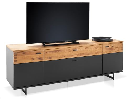moebel-eins CESCO TV-Element, Material MDF, anthrazitfarbig/Absetzung Wildeiche massiv