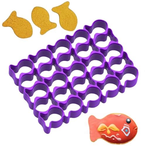 Gold-Fish Cracker Cookie Cutter, 25 Cavity Cute Animal Cracker Mold High Temperature Resistance Gold Fish Shaped Baking Tools Easy to Use Save Time and Energy for DIY & Kitchen Gadgets
