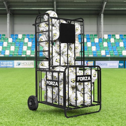 FORZA Ballpicker-Wagen | Extrem Robustes Stahldesign mit abnehmbaren Rädern – zum Aufbewahren und Transportieren von bis zu 40 Sportbällen (Robust)