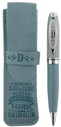History & Heraldry Bamboo Persönlicher und individueller Kuli Kugelschreiber Stift mit Namen und Spruch Personalisiertes Etui Monogramm-Design persönliches Geschenk (Kuli D)