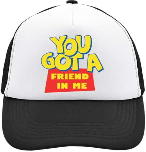Functon+ Famous Friendship Movie Song Mesh Back Trucker Cap Adjustable Snapback Hat Casu White, Schwarz , Einheitsgröße