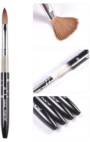 KADS Kolinsky Sable Lot de 5 pinceaux acryliques, tailles 2# à 10#, noir, brosse à ongles