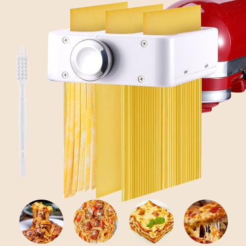 3-in-1 Pasta Maker Attachment for KitchenAid Stand Mixer, Includes Pasta Roller, Spaghetti Cutter, Fettuccine Cutter, for kitchen aid pasta attachment for kitchenaid stand mixer by Gomen