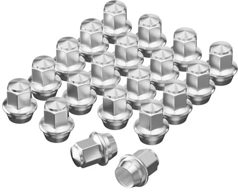 Homvvi 20 Pcs Alloy Wheel Nuts M12 x 1.5-19MM Hex Replacement for Ford Fiesta Focus, One-Piece Chrome OEM Factory Style Solid Quality Wheel Lug Nuts (Set of 20, 20)