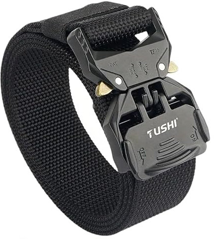 SANHIGHEND Unisex-Multifunktions Gürtel aus Nylon, Militärgürtel, mit automatischer Schnellverschlussschnalle – perfekt für die Arbeit im Freien, Freizeit, Militär, Freizeit, Jagd (Schwarz)