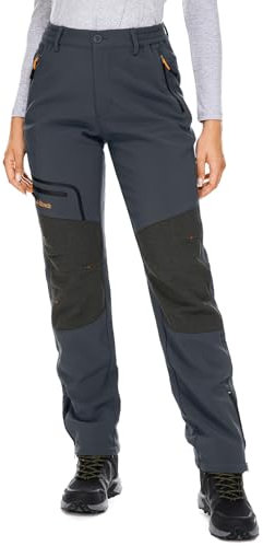 yeyity Damen Wanderhose Wasserdicht Softshellhose Skihose Winddicht Warm Gefüttert Winter Outdoorhose Schneehose Snowboardhose Trekkinghose(6081,Grau,XL)