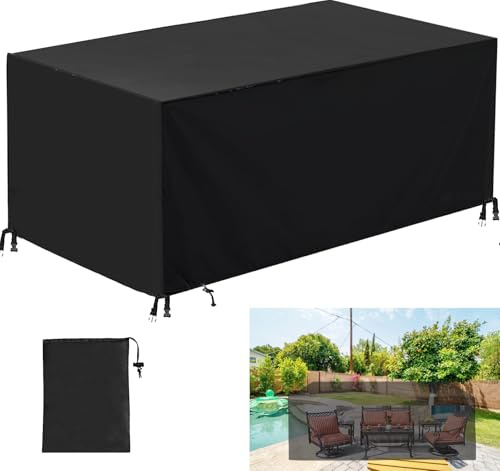 HRSMTY Housse Salon de Jardin, Imperméable 420D Oxford Tissu Indéchirable Housse Table de Jardin, Housse Bache Protection Anti-UV Coupe-Vent Résistant Au Froid avec Boucle Verrouillage